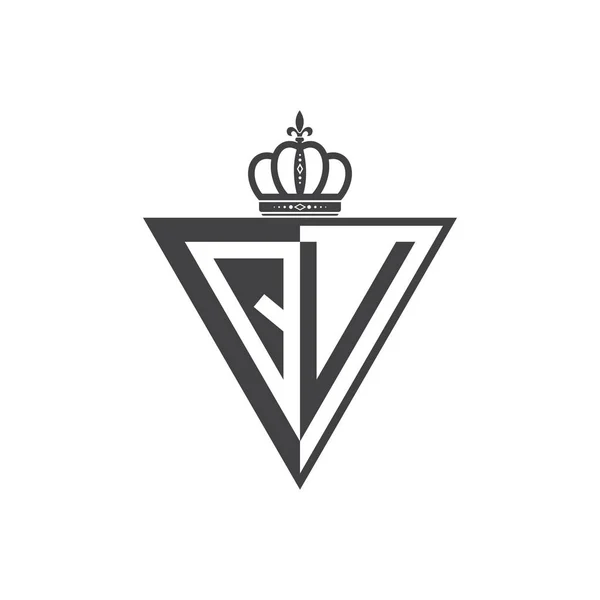 Inicial Duas Letras Metade Logotipo Triângulo Preto — Vetor de Stock