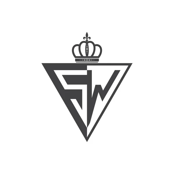 Eerste Twee Brief Helft Logo Driehoek Zwart — Stockvector