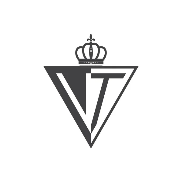 Initiale Deux Lettres Demi Logo Triangle Noir — Image vectorielle