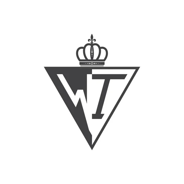 Inicial Dos Letras Medio Logotipo Triángulo Negro — Archivo Imágenes Vectoriales