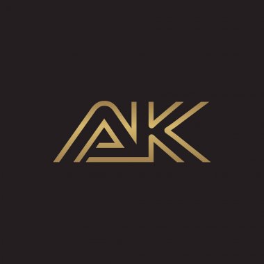 İlk harf logo çizgi benzersiz modern, altın rengi