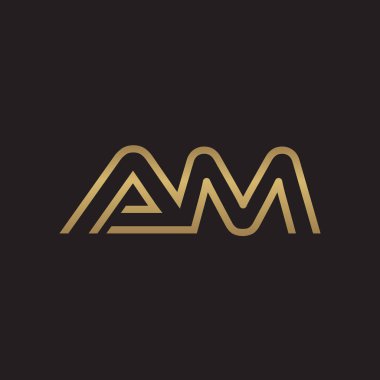 İlk harf logo çizgi benzersiz modern, altın rengi