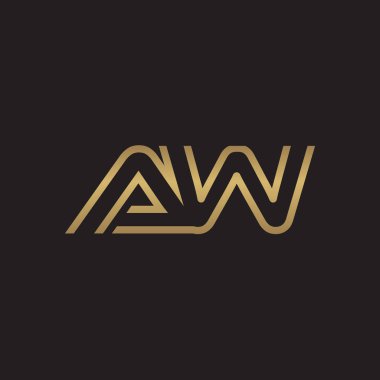 İlk harf logo çizgi benzersiz modern, altın rengi