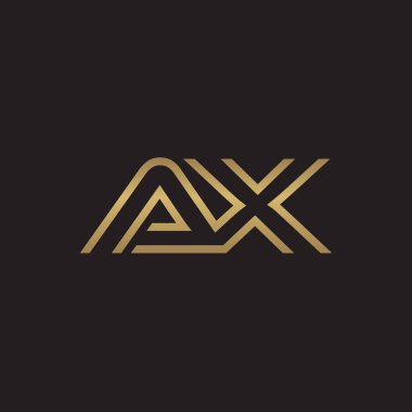 İlk harf logo çizgi benzersiz modern, altın rengi