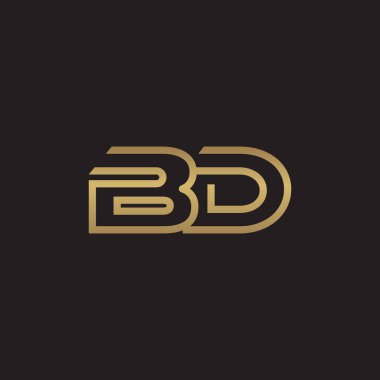 İlk harf logo çizgi benzersiz modern, altın rengi