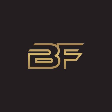 İlk harf logo çizgi benzersiz modern, altın rengi