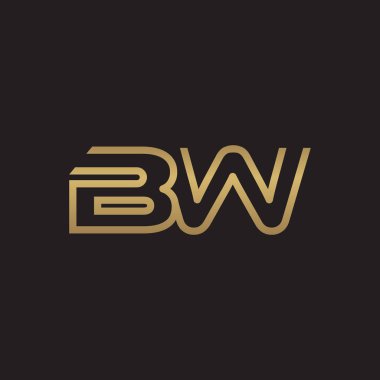 İlk harf logo çizgi benzersiz modern, altın rengi