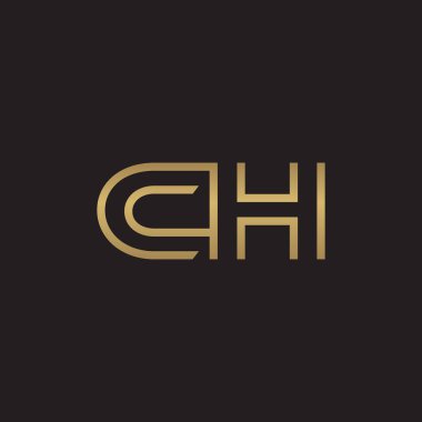 İlk harf logo çizgi benzersiz modern, altın rengi