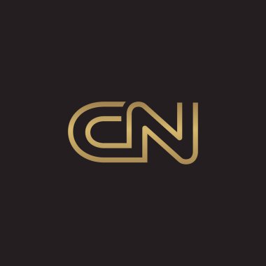 İlk harf logo çizgi benzersiz modern, altın rengi