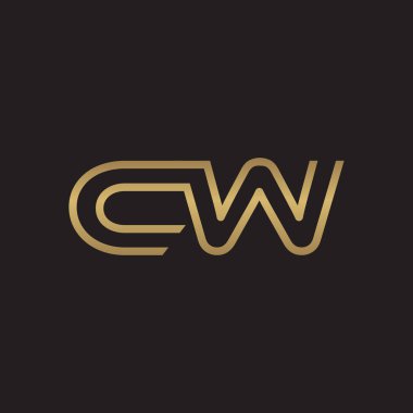 İlk harf logo çizgi benzersiz modern, altın rengi