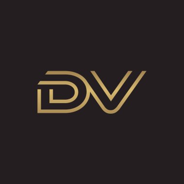 İlk harf logo çizgi benzersiz modern, altın rengi