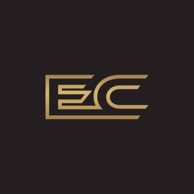 İlk harf logo çizgi benzersiz modern, altın rengi