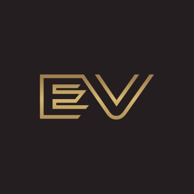 İlk harf logo çizgi benzersiz modern, altın rengi