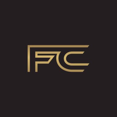 İlk harf logo çizgi benzersiz modern, altın rengi