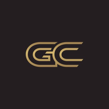 İlk harf logo çizgi benzersiz modern, altın rengi