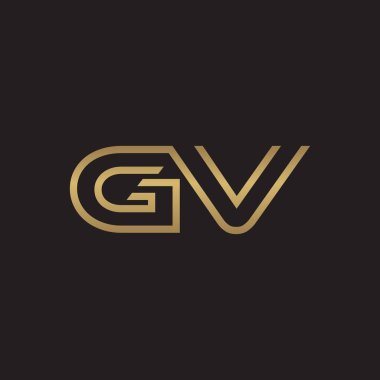 İlk harf logo çizgi benzersiz modern, altın rengi