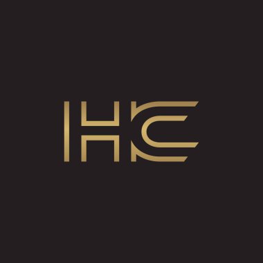 İlk harf logo çizgi benzersiz modern, altın rengi