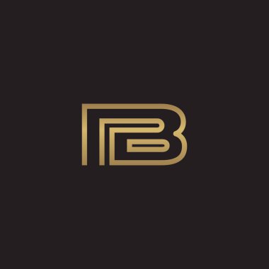 İlk harf logo çizgi benzersiz modern, altın rengi