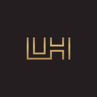 İlk harf logo çizgi benzersiz modern, altın rengi