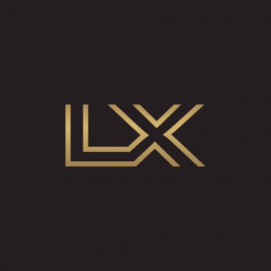 İlk harf logo çizgi benzersiz modern, altın rengi