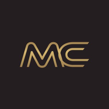 İlk harf logo çizgi benzersiz modern, altın rengi