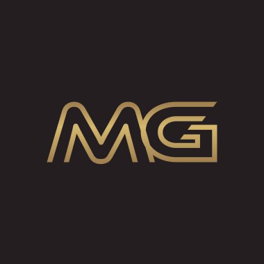 İlk harf logo çizgi benzersiz modern, altın rengi