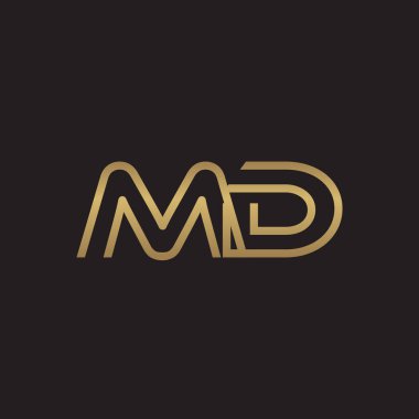 İlk harf logo çizgi benzersiz modern, altın rengi