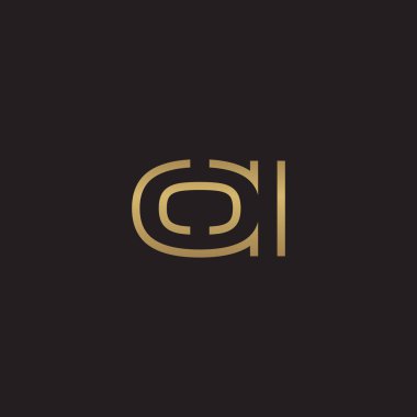 İlk harf logo çizgi benzersiz modern, altın rengi