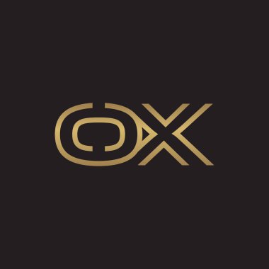 İlk harf logo çizgi benzersiz modern, altın rengi