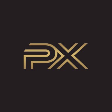 İlk harf logo çizgi benzersiz modern, altın rengi