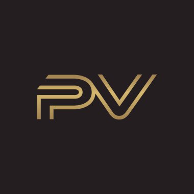 İlk harf logo çizgi benzersiz modern, altın rengi