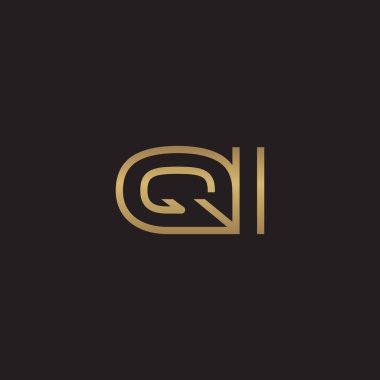 İlk harf logo çizgi benzersiz modern, altın rengi