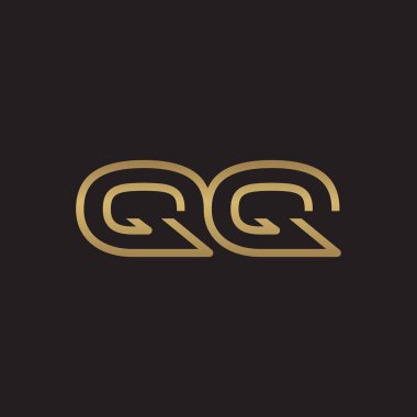 İlk harf logo çizgi benzersiz modern, altın rengi