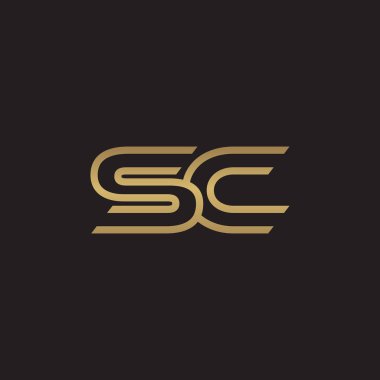 İlk harf logo çizgi benzersiz modern, altın rengi