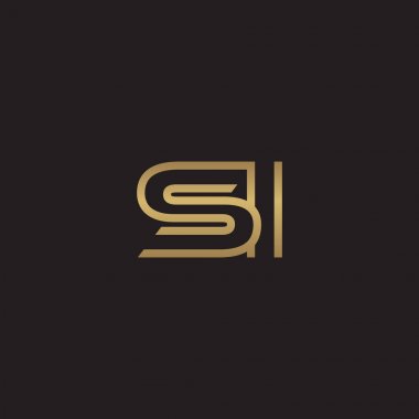 İlk harf logo çizgi benzersiz modern, altın rengi