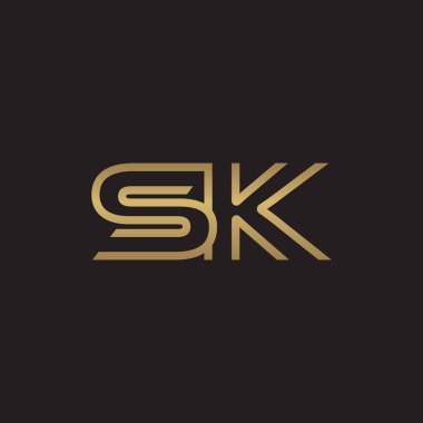 İlk harf logo çizgi benzersiz modern, altın rengi