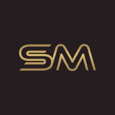 İlk harf logo çizgi benzersiz modern, altın rengi