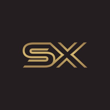 İlk harf logo çizgi benzersiz modern, altın rengi