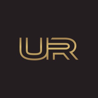 İlk harf logo çizgi benzersiz modern, altın rengi