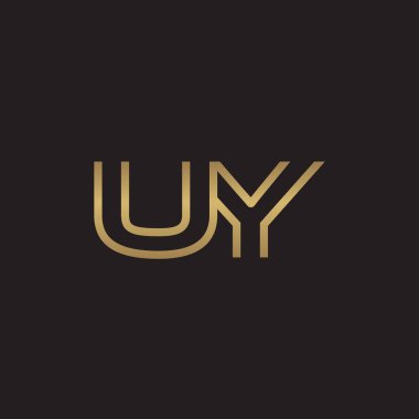 İlk harf logo çizgi benzersiz modern, altın rengi