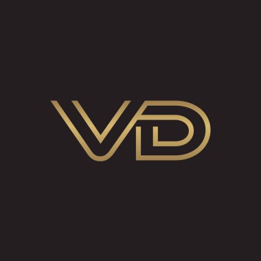 İlk harf logo çizgi benzersiz modern, altın rengi