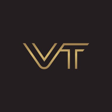 İlk harf logo çizgi benzersiz modern, altın rengi