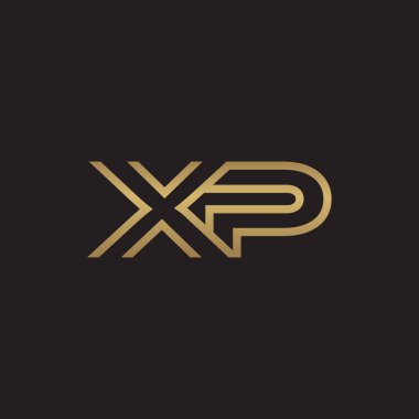 İlk harf logo çizgi benzersiz modern, altın rengi