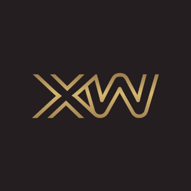 İlk harf logo çizgi benzersiz modern, altın rengi