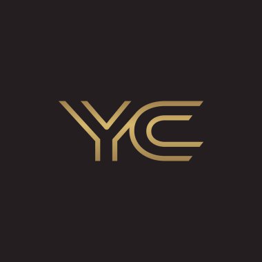 İlk harf logo çizgi benzersiz modern, altın rengi