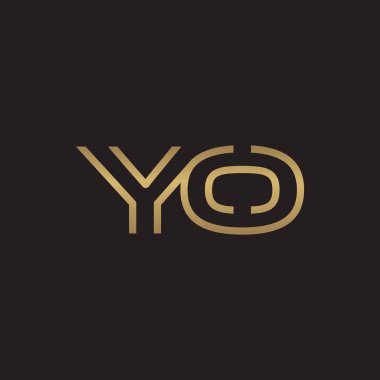 İlk harf logo çizgi benzersiz modern, altın rengi