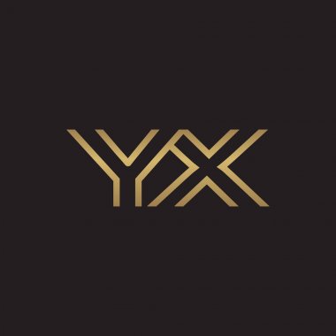 İlk harf logo çizgi benzersiz modern, altın rengi