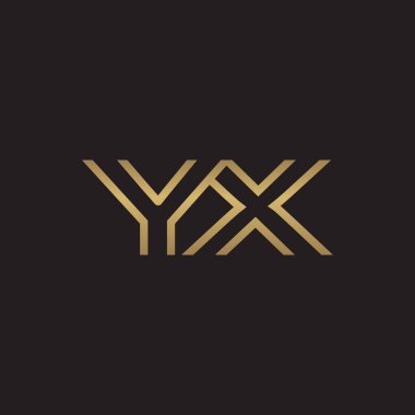 İlk harf logo çizgi benzersiz modern, altın rengi