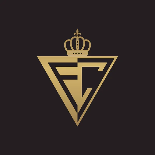 Inicial Dos Letras Medio Logotipo Triángulo Oro — Vector de stock