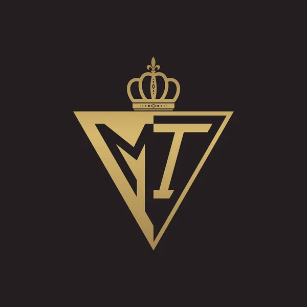 Första Två Brev Halva Logotyp Triangel Guld — Stock vektor